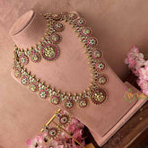 Vriksham  Bridal Gold Plated Lakshmi Coin Kundan Jadau Bridal Set-Red White & Green-J3931